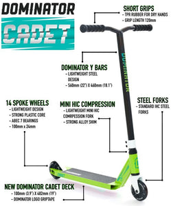 Dominator Cadet Stuntstep Groen Zwart 81 cm ⭐⭐